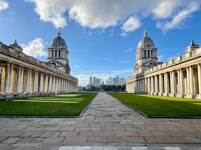 A Uk university campus with sky on the background